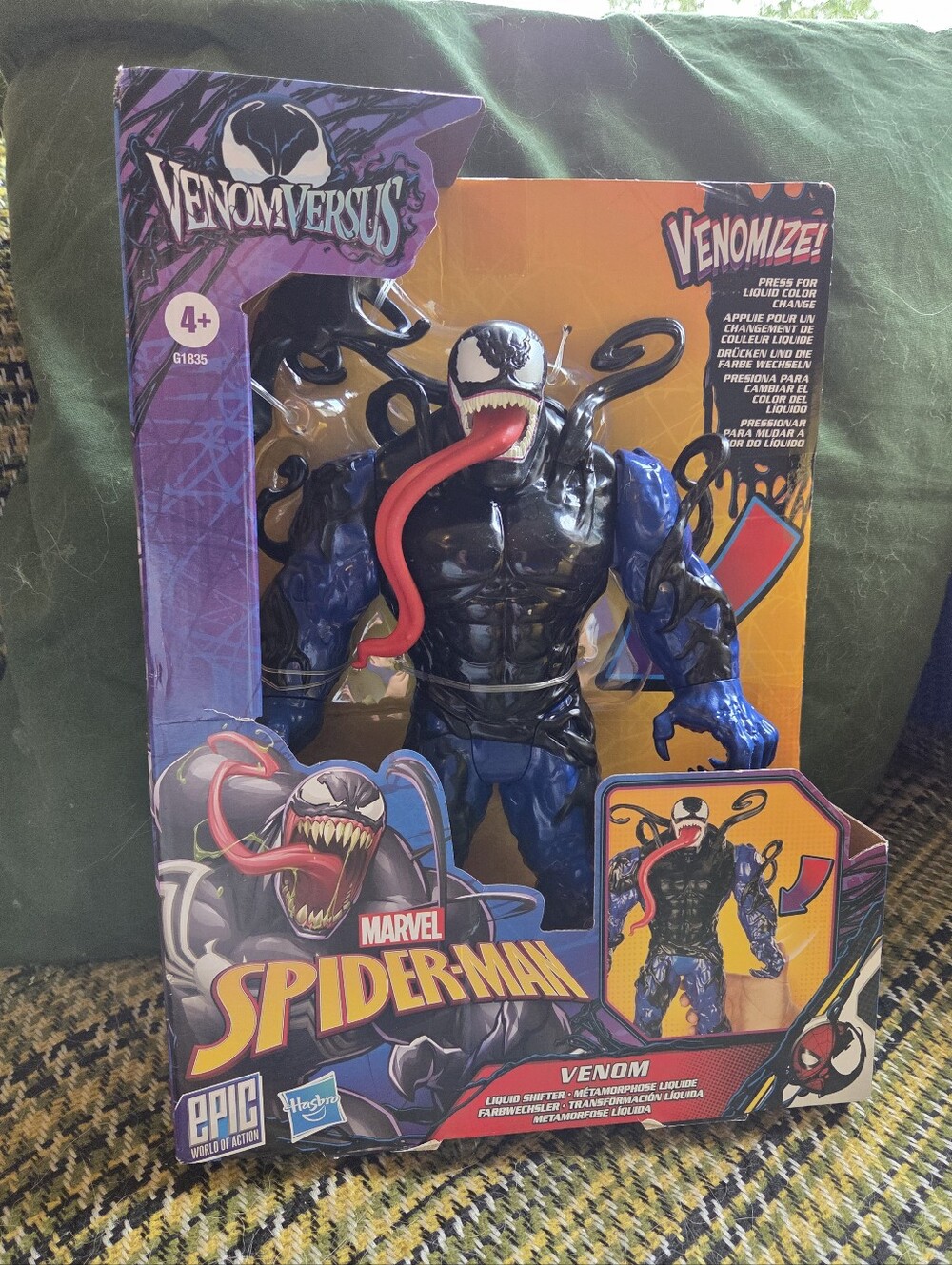 Hasbro Marvel Venom Action Figure - Black & Blue with Red Tongue. Color Changing